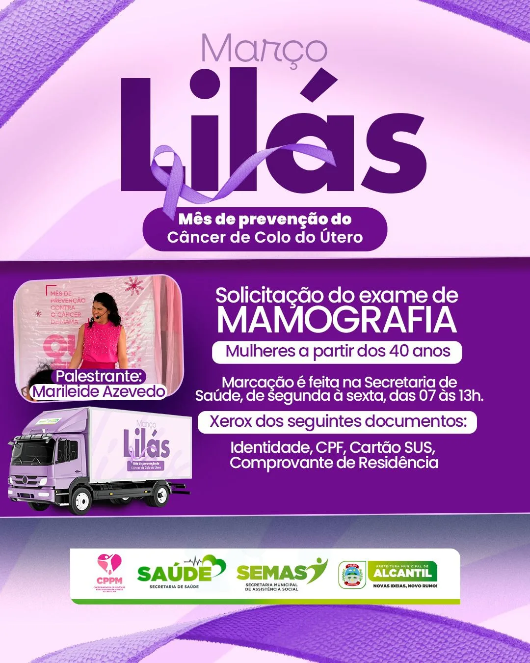 Alcantil anuncia programação do Março Lilás