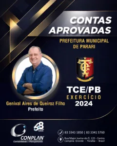 TCE-PB aprova contas de 2024 de Parari e consolida quatro anos de regularidade