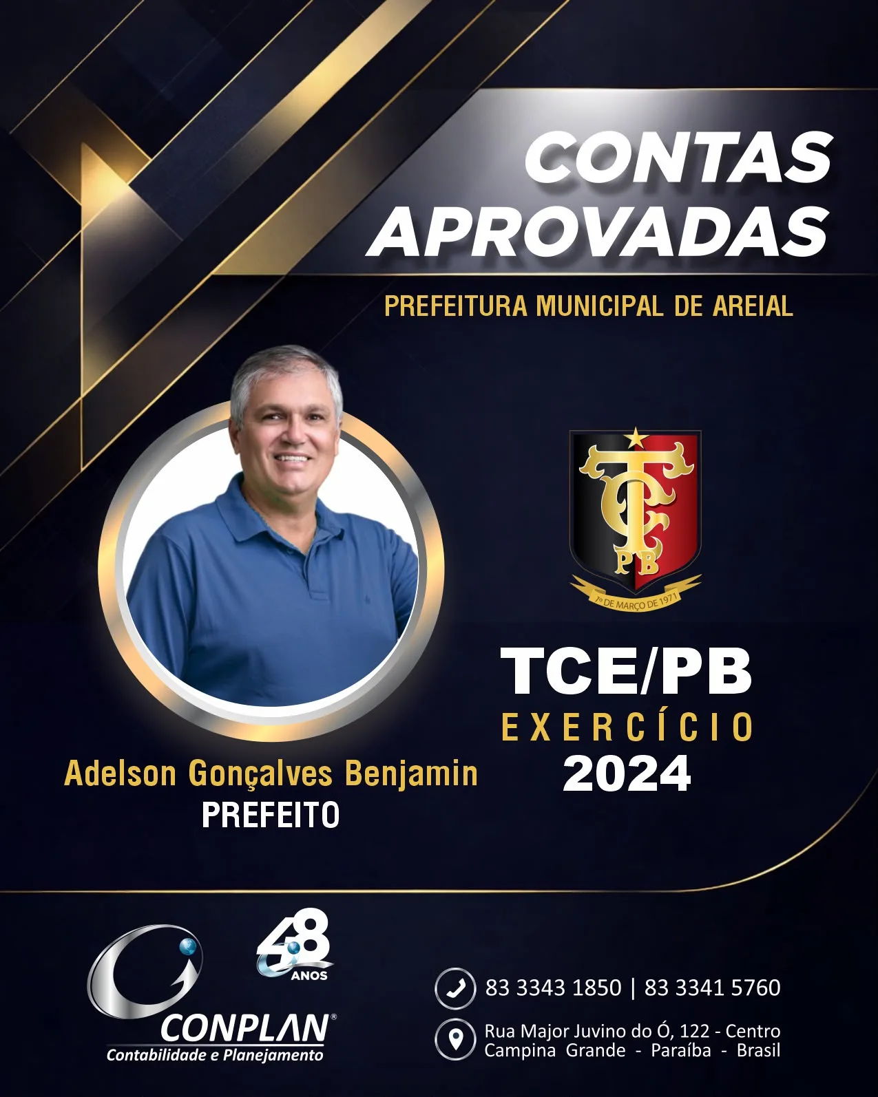 Contas de Areial são aprovadas pelo oitavo exercício consecutivo