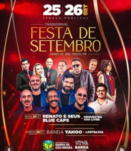Prefeitura de Barra de São Miguel anuncia programação da Festa de Setembro