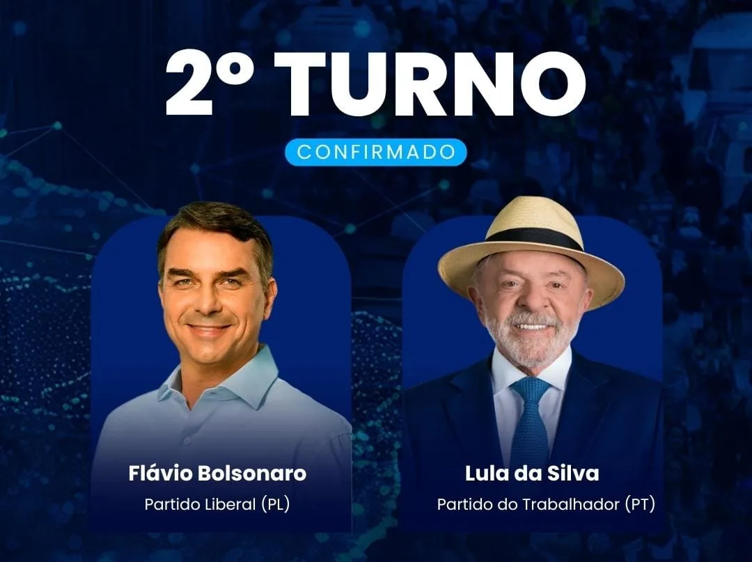 Flávio Bolsonaro e Lula estão no 2º turno